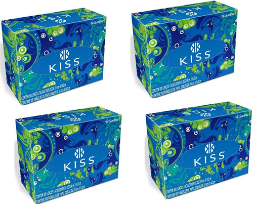 Lenço De Papel Kiss Folha Dupla 4 Caixas 100 Em Cada Kiss En Caixa4 X 100 Unidades C/u