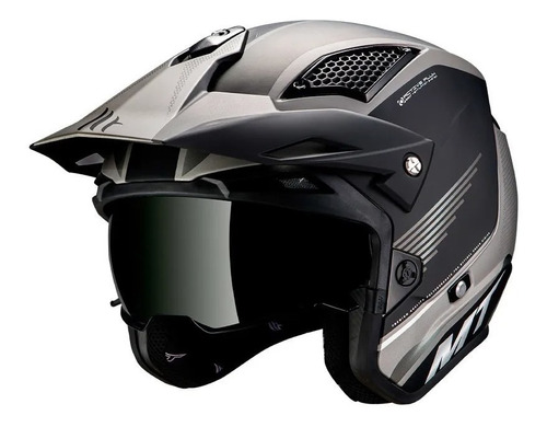 Casco Moto Abierto Trial Mt District Post B2 Gris Mate Rpm