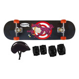 Kit Skate Infantil Sapo Capacete Joelheira Cotoveleira Preto