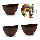 3 Vaso Meia Lua Rattan Jardim Horta Vertical Promoção Novo