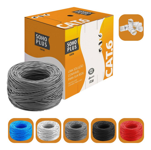 Cabo Rede Cat6 50m Cinza Furukawa Soho Plus + 10 Conectores