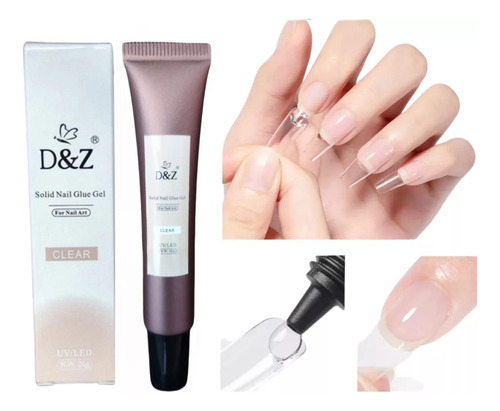 Cola Gel Solido Unhas Postiça Realista Tips De Gel 20g D&z