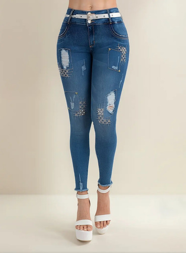 Jeans Colombiano Levanta Glúteo Con Detalle En Bolsillo | Meses sin interés