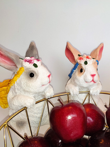 3 Conejos Colgantes Decoración En Resina Artesanía México 