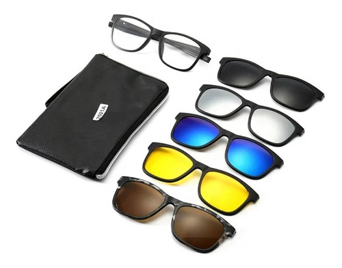 Lentes De  Sol Con Imanes + Sobrelentes+ Brazos Flexibles