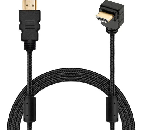 Cabo Hdmi L 90 Graus Blindado Dourado 3 Metros Comprimento