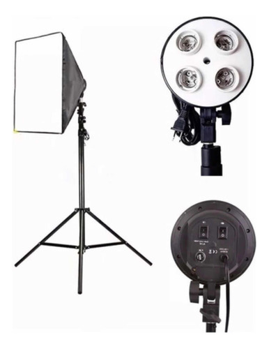 Kit 3  Soft Box Soquete E27 Quadruplo 50 X 70 + Tripé 2m