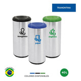  Combo Ecologico  Acero Inoxidable Botes Tapa Vaiven 40 L