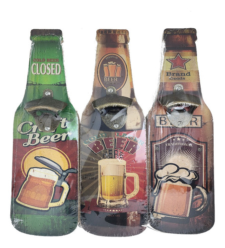 Pack 2 Destapador De Pared Cerveza Diseños Abre Botella