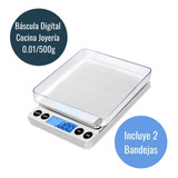 Báscula Gramera Joyería Cocina Ac Inox 2 Bandejas 0.01g/500g