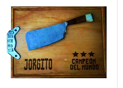 Juego Parrilla Tabla Asado Madera Argentina Campeón Mundial