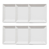 Set Platos Hondos Cuadrados De Porcelana Oxford X6 Blanco