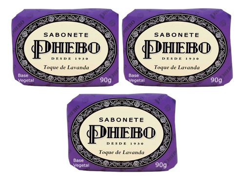 3 Sabonetes Phebo Toque De Lavanda 90g (cada)