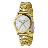 Relógio Feminino Lince Chain Prata 36mm+dourado