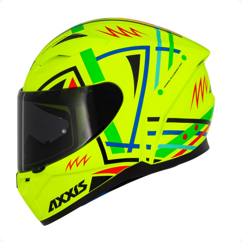 Capacete Axxis Segment Mandala A3 Amarelo Brilho Flúor 