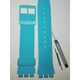 Correa De Reloj Swatch 19mm Azul Turquesa +pasadores Y Herra