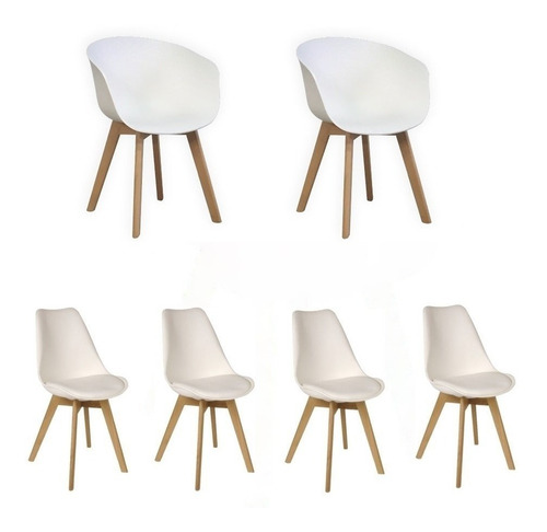 Combo X4 Sillas Tulip Eames Con Almohadon + 2 Sillones Tulip