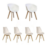 Combo X4 Sillas Tulip Eames Con Almohadon + 2 Sillones Tulip