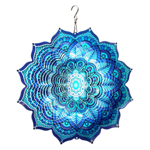 Mandala Giratorio Viento Azul Rico De 12 Pulgadas, Escu...