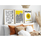 Cuadros Bauhaus Minimalistas Yellow Set X 3