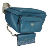 Cangurera Michael Kors Original De Dama Azul Acero 100% Piel