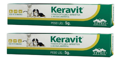 Combo 2un Pomada Oftalmologica Keravit 5g - Vetnil