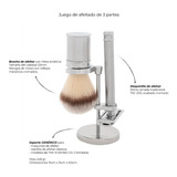 Kit Afeitado Acero The Shaving Co. Rastrillo + Brocha + Base