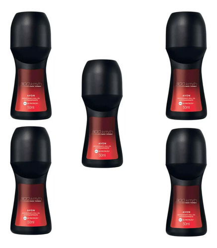 Kit 5 Desodorantes Roll-on 300km/h Max Turbo 50ml - Avon