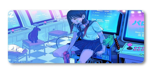 Mousepad Xxl 80x30cm Cod.438 Chica Anime Retro Wave