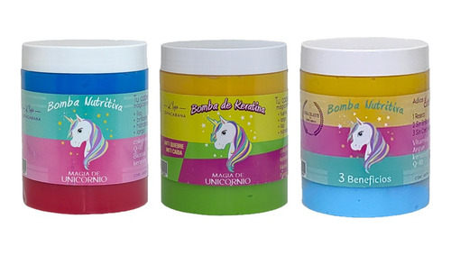 3 Bomba Nutritiva Unicornio, Bomba De Keratina 650ml Eleccio