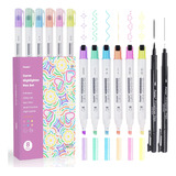 Funto Curve Highlighter Pen Set Tomar Notas, 8 Bolígrafos, 6