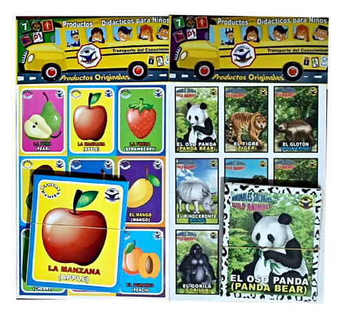 Juego Loterias Animales Y Frutas Didactico Niños Ingles Esp