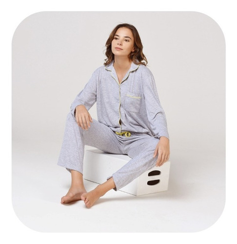 Pijama Mujer Camisero Manga Larga Amplio Comodo Elegante