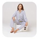 Pijama Mujer Camisero Manga Larga Amplio Comodo Elegante