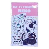Set De Stickers Neko Gato Holograficos Kawaii