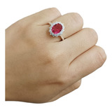 Anillo Plata 925 Zircon Solitario Rojo Mujer Regalo