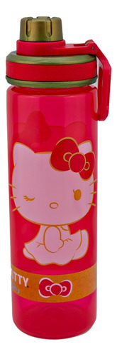 Botella Plástico Para Agua Hello Kitty 50 Aniversario 600 Ml Color Rojo