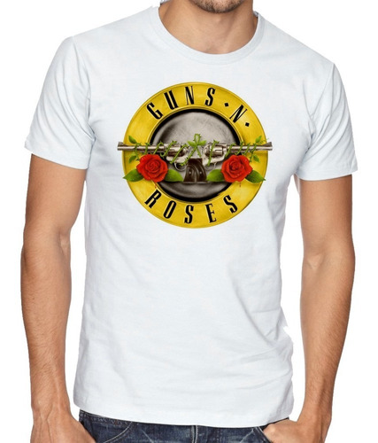 Camiseta Luxo Axl Rose Guns In Roses Armas Rosas Revolver