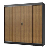 Guarda-roupa Casal Madesa Austin 4 Portas Correr 3 Gav Pru Cor Preto/rustic 1028d8