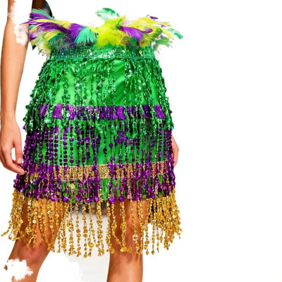 Falda De Carnaval Con Flecos Para Disfraz De Baile Verde Talla Única | Envío gratis