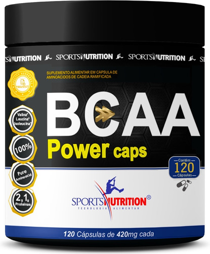 Bcaa Power 120 Cápsulas - Sports Nutrition - Hipertrofia Sabor Sem Sabor