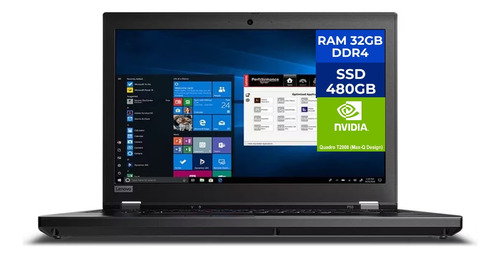 Notebook Lenovo P53 I7 9ª - 32gb Ram - Ssd 480gb -nvidia 4gb