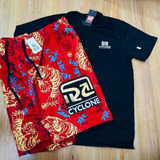Kit Bermuda Da Cyclone Veludo Red + Camiseta Mandrake 