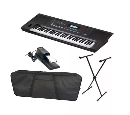 Kit Teclado Roland Arranjador E-x50 61 Teclas Usb Com Fonte