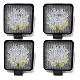 4 Faro Led Auxiliares 9 Led 27w Cuadrado Moto Agro Auto 4x4