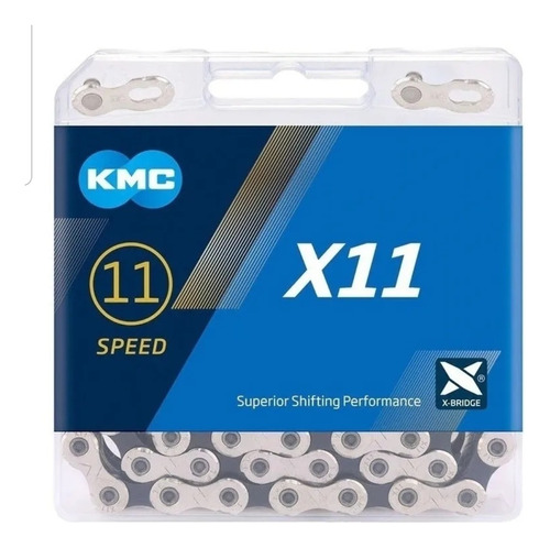 Cadena Para Bicicleta Kmc X11 Npbk Plata/negro 118l