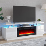 Mueble De Tv 70 PuLG, C/chimenea Negra Y Luces Led; Amerlife