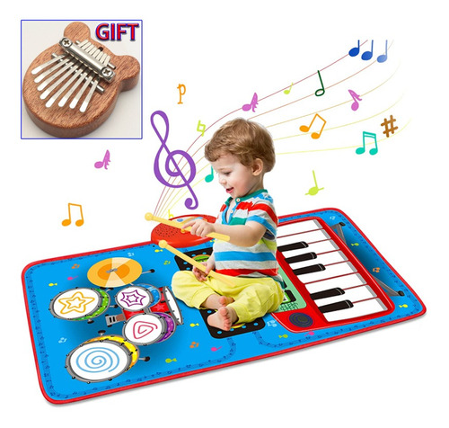 Alfombra Musical 2 En 1 Para Bebé, Teclas De Piano Y Batería
