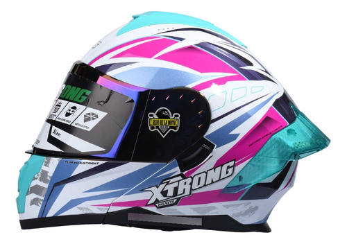 Casco Abatible Xtrong Xtr-901 Coquer Con Luz - Blanco  Rosa 