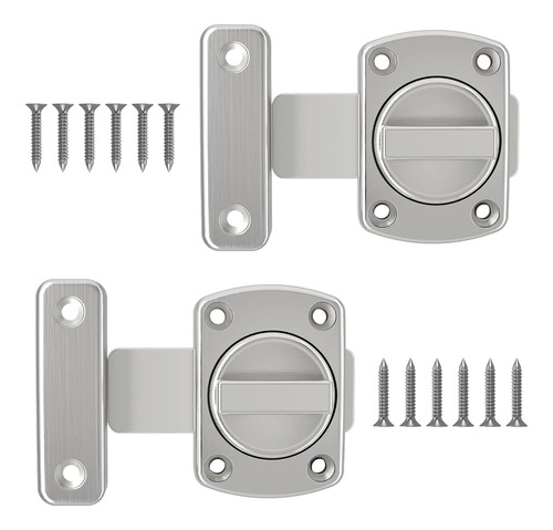 2 Pcs Pestillo De Puerta Plata,acero Inoxidable Con Tornill